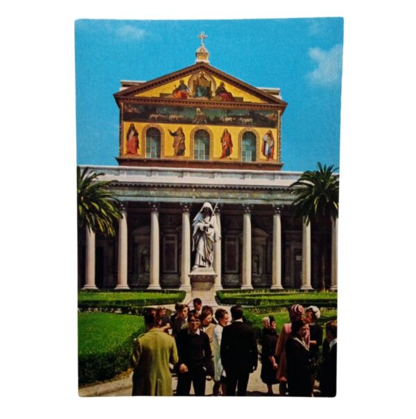 cartolina postale vintage fine anni 70 rappresentante Roma Basilica di S Paolo fuori le mura non viaggiata. fronte