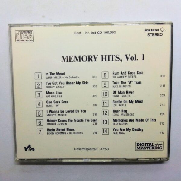 Cd memory hits vol 1 compilation copertina retro