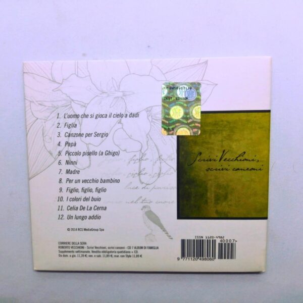 Cd album di famiglia roberto vecchioni copertina retro