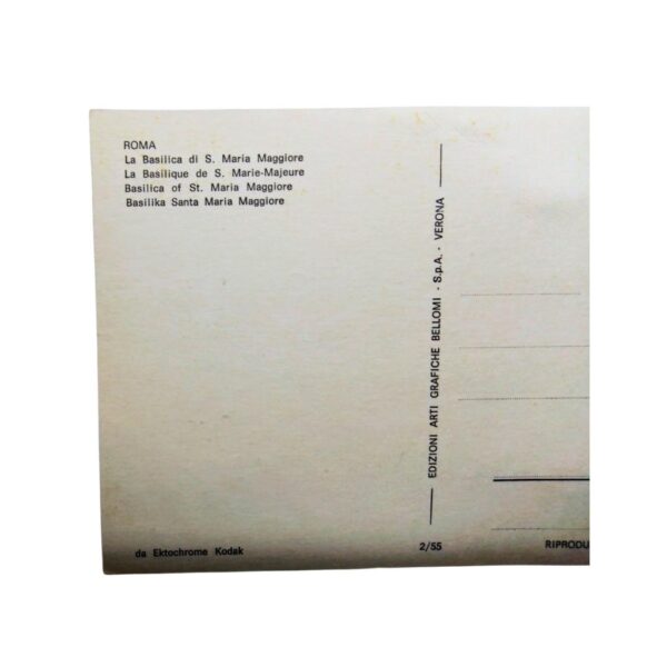 Cartolina roma basilica santa maria maggiore anni'70 particolare retro
