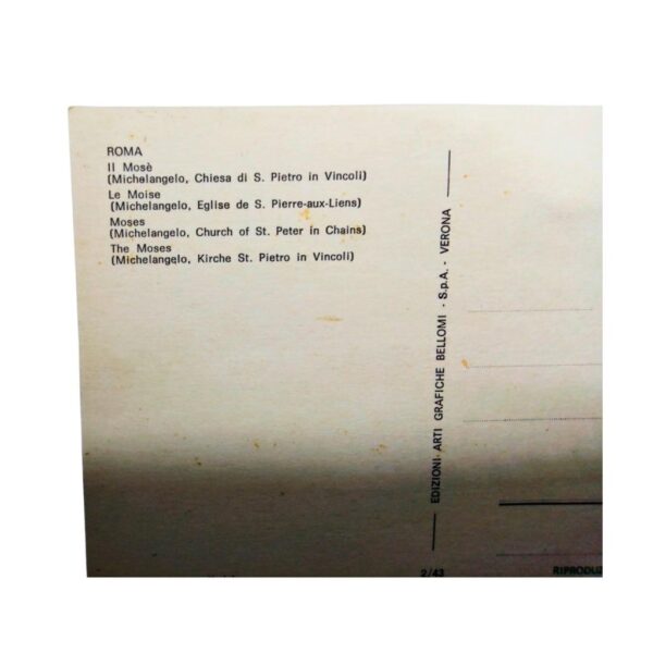 Cartolina postale cardpost roma il mosè michelangelo anni'70 particolare