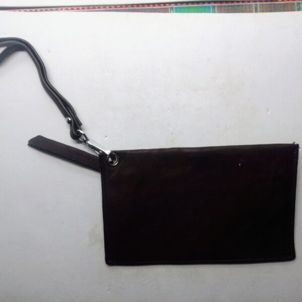 Pochette pelle marrone vintage unisex retrp lato sinistro