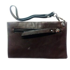 Pochette pelle marrone vintage unisex fronte