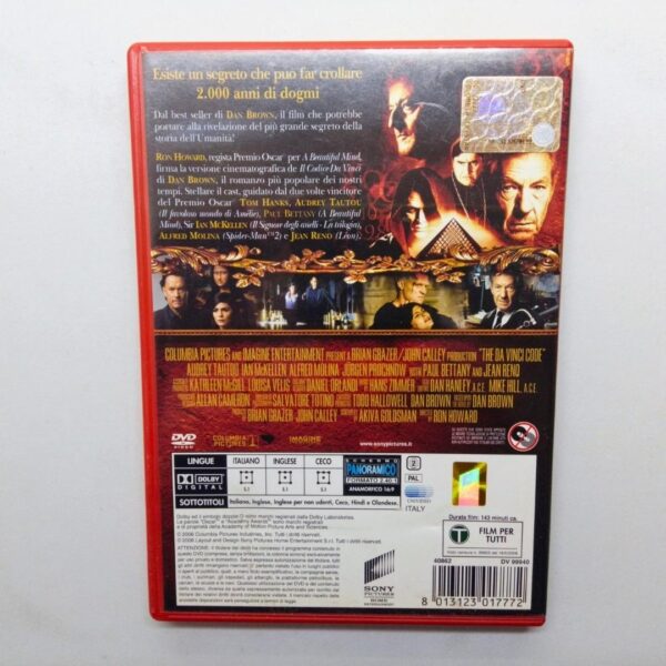 Dvd il codice da vinci film thriller 2006 copertina retro
