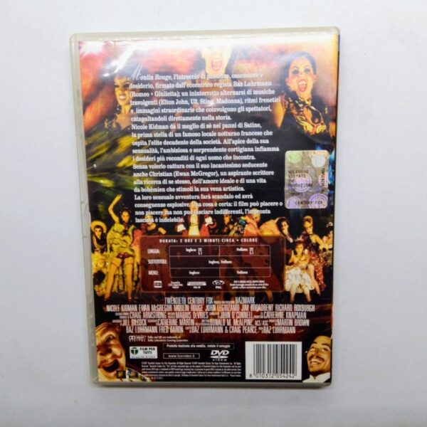 Dvd moulin rouge il musical 2001 copertina retro