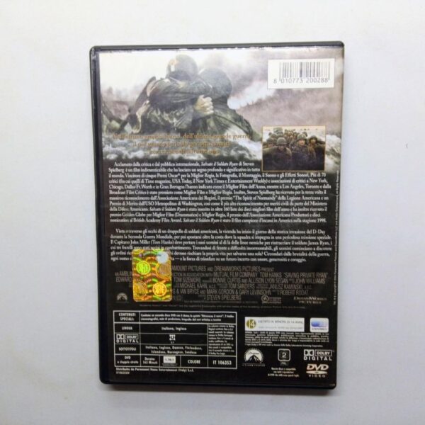 Dvd salvate il soldato ryan 1998 edizione 2 dischi copertina retro