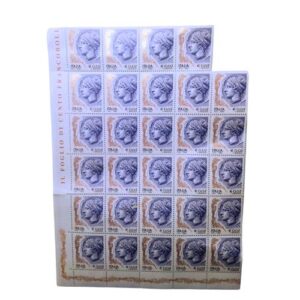 Lotto 29 francobolli donna nell arte € 0,02 nuovi MNH Italia foglio frontale