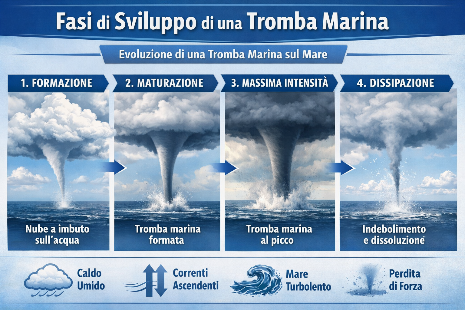 3. fasi di sviluppo di una tromba marina