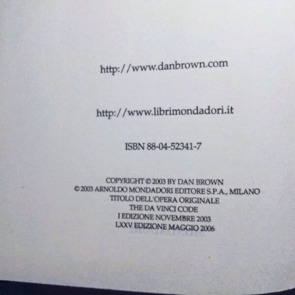 Libro il codice da vinci romanzo thriller dan brown mondadori interno edizione