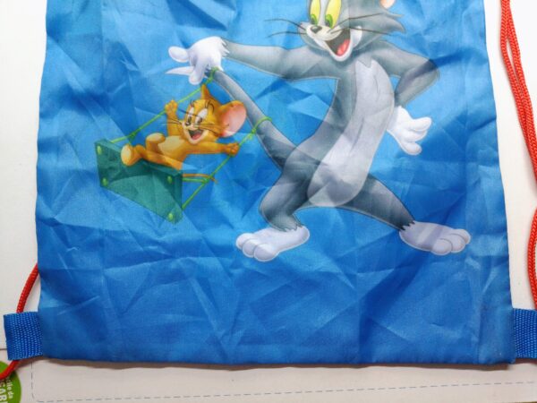 Sacca zaino bambino tom e jerry blu scuola sport fronte dettaglio sotto