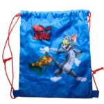 Sacca zaino bambino tom e jerry blu scuola sport fronte