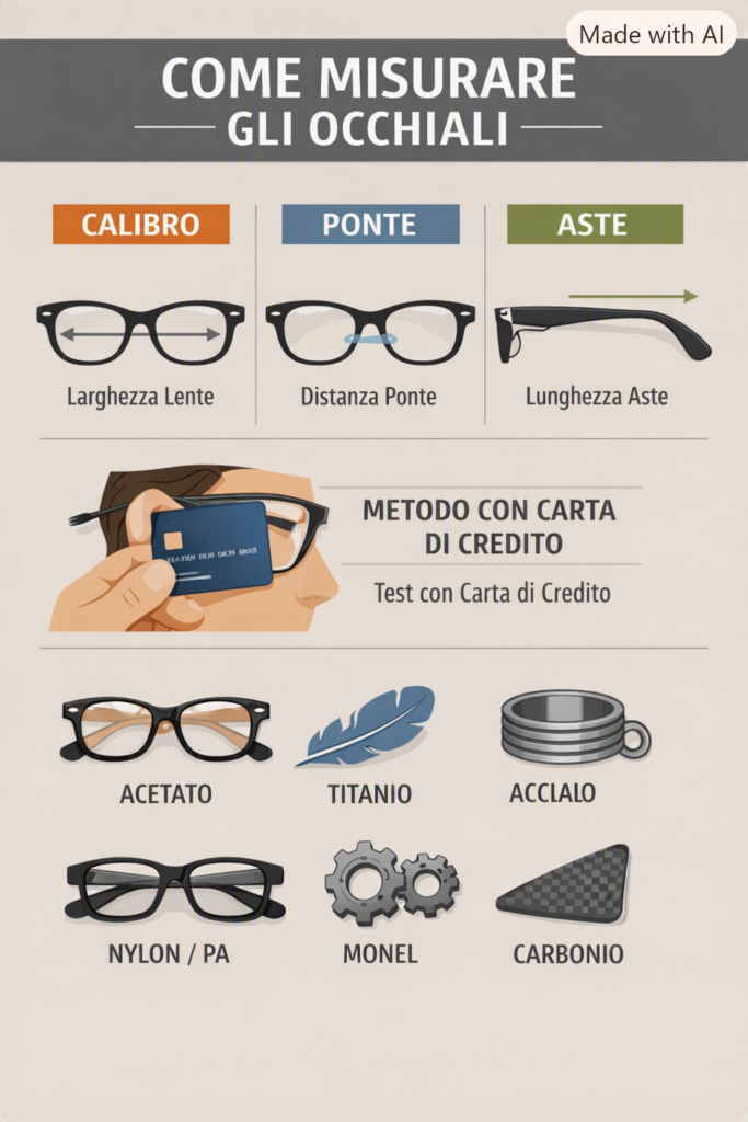 Infografia guida completa alle misure delle montature