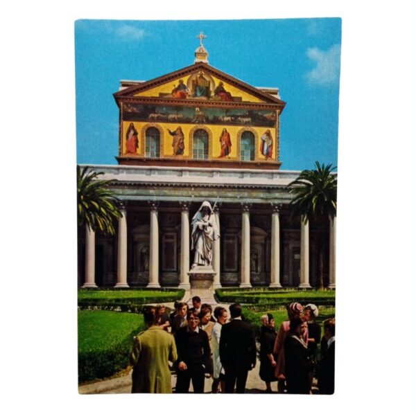 cartolina postale roma vintage anni 70 Basilica di San Paolo fuori le mura fronte