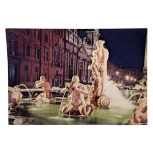 Cartolina roma vintage. Piazza navona di notte. Fontana del Moro. anni '70 non viaggiata. Fronte